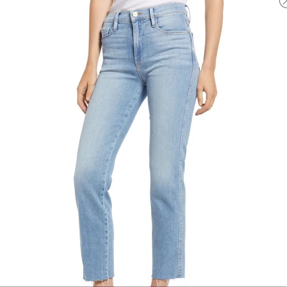 FRAME le sylvie high waist raw hem crop jeans 25